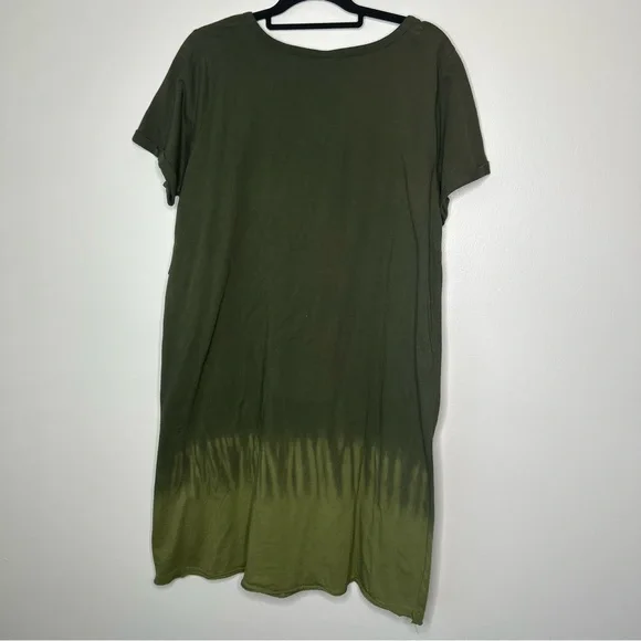 NWT Olive Green Dip-Dye Short Sleeve Women's T-Shirt Material Dress Size 2X - Picture 1 of 13